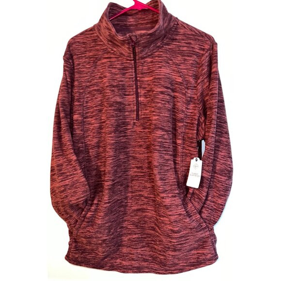 St John's Bay Tops - St Johns Bay Womens 2XL 1/4-Zip Pullover Red Heather Color Side Pockets MSRP $32